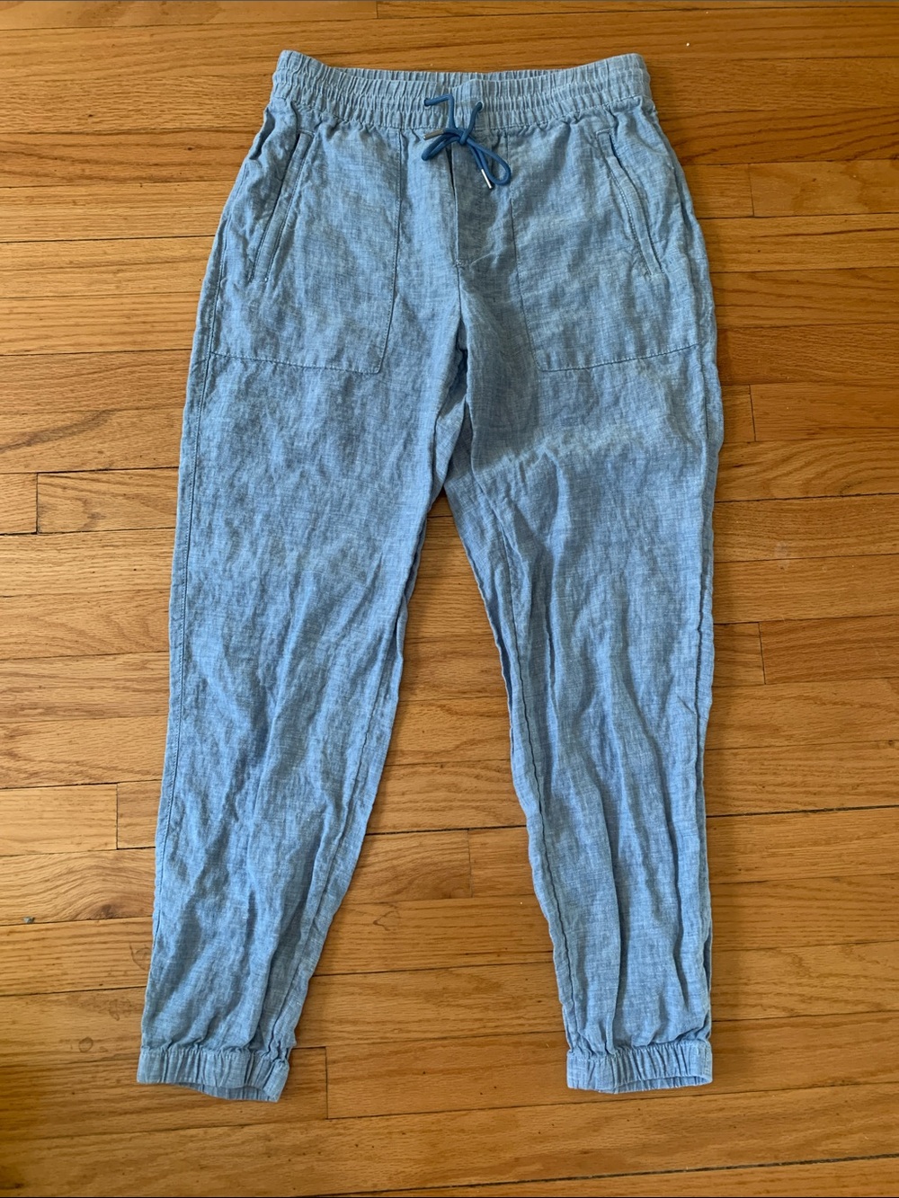 Athleta size 6 Sky Blue 100% Linen Jogger Pants